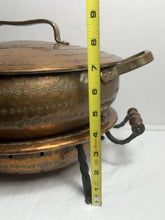 将图片加载到图库查看器,Antique Persian Ghalamzani Hand-Hammered Copper Chafing Dish Food Warmer Set