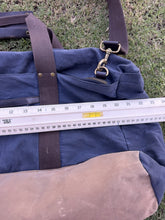 Load image into Gallery viewer, J.Crew Sporting Goods Blue Waxed Canvas Duffle Bag Weekender Travel Luggage
