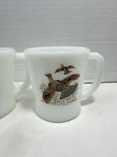 Load image into Gallery viewer, Vintage Fire-King Milk Glass Game Bird Mugs Canada Goose Ruffed Grouse Set of 2