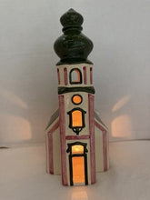 Charger l'image dans la galerie, Vintage Leyk Lichthäuser "Barock-Kirche" Hand-Painted Ceramic Church Tea Light Holder — Green, Signed