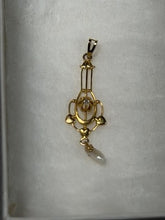 Charger l'image dans la galerie, Antique Art Nouveau 10K Gold Natural Pearl & Gemstone Pendant