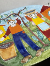 Load image into Gallery viewer, Vintage Nino Parrucca Italian Ceramic Plate Grape Harvest 17”x 14”