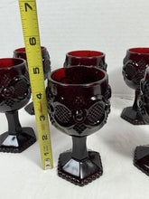 Load image into Gallery viewer, Vintage Avon Cape Cod Ruby Red Pressed Glass Wine Glasses (Set of 6)