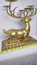 Charger l'image dans la galerie, Vintage Gold-Tone Resting Stag Six-Candle Candelabra