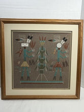 Charger l'image dans la galerie, Traditional Navajo Style Sand Painting of Female Yei Spirits with Sacred Corn – Framed