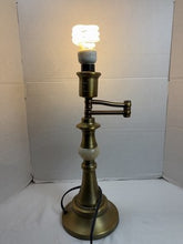 Load image into Gallery viewer, Vintage Brass Swing-Arm Table Lamp with Marble Accent — Brass, vintage