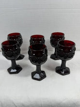 Load image into Gallery viewer, Vintage Avon Cape Cod Ruby Red Pressed Glass Wine Glasses (Set of 6)