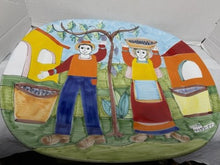 Load image into Gallery viewer, Nino Parrucca Italian ceramic plate — grape harvest pattern, handmade in Italy