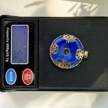 Load image into Gallery viewer, Vintage 14K yellow gold lapis lazuli donut pendant With Goodluck/Fortune