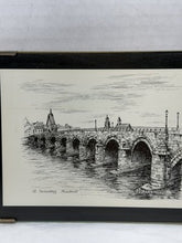 Charger l'image dans la galerie, Vintage Maastricht Triptych — Set of 3 B&W Ink Sketches on Wood, Netherlands