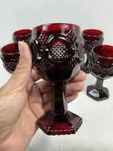 Load image into Gallery viewer, Vintage Avon Cape Cod Ruby Red Pressed Glass Wine Glasses (Set of 6)
