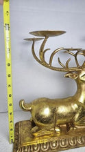 Charger l'image dans la galerie, Vintage Gold-Tone Resting Stag Six-Candle Candelabra