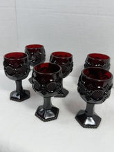 Load image into Gallery viewer, Vintage Avon Cape Cod Ruby Red Pressed Glass Wine Glasses (Set of 6)