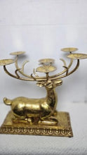 Charger l'image dans la galerie, Vintage Gold-Tone Resting Stag Six-Candle Candelabra