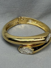 Charger l'image dans la galerie, Vintage Trifari Signed Gold-Tone Rhinestone Cuff Bracelet | Made in USA