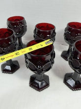 Load image into Gallery viewer, Vintage Avon Cape Cod Ruby Red Pressed Glass Wine Glasses (Set of 6)