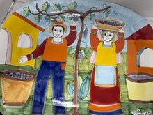 Load image into Gallery viewer, Vintage Nino Parrucca Italian Ceramic Plate Grape Harvest 17”x 14”