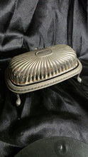 Load image into Gallery viewer, Victorian Silverplate Footed Covered Butter Dish – Ornate Ribbed Dome & Engraved Serving Tray