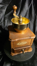 Load image into Gallery viewer, Vintage Hand-Crank Coffee Grinder with Brass Bowl & Wooden Drawer