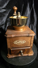 Load image into Gallery viewer, Vintage Hand-Crank Coffee Grinder with Brass Bowl & Wooden Drawer