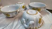Load image into Gallery viewer, Vintage Italian Majolica 4-Piece Bowl Set – Hand-Painted Leaf Motif – Mid-Century Faience – Italy