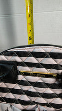 Load image into Gallery viewer, Betsey Johnson Quilted Black Blush Stripe Tote Bag Gold Hardware NWT