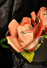 Load image into Gallery viewer, Vintage Italian Capodimonte-Style Pink Rose Porcelain Candle Holders – Hand-Painted Floral Pair