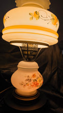 Load image into Gallery viewer, Vintage Gone With the Wind Style Hurricane Lamp – Hand-Painted Floral Milk Glass Parlor Lamp