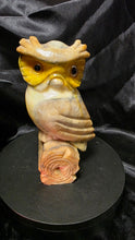 Load image into Gallery viewer, Vintage Hand-Carved Italian Alabaster Owl Figurine with Glass Eyes | Mid-Century Stone Sculpture