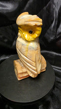Load image into Gallery viewer, Vintage Hand-Carved Italian Alabaster Owl Figurine with Glass Eyes | Mid-Century Stone Sculpture