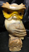 Load image into Gallery viewer, Vintage Hand-Carved Italian Alabaster Owl Figurine with Glass Eyes | Mid-Century Stone Sculpture