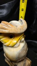 Load image into Gallery viewer, Vintage Hand-Carved Italian Alabaster Owl Figurine with Glass Eyes | Mid-Century Stone Sculpture
