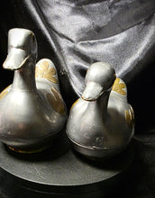 Load image into Gallery viewer, Vintage Pewter & Brass Duck Trinket Boxes — Mid-Century Hong Kong Collectible Pair