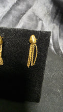 Load image into Gallery viewer, Vintage Gold-Tone Tassel Chain Earrings with Sculpted Cap Accents