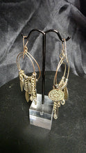 Cargar imagen en el visor de la galería, Bohemian Silver-Tone Hoop Earrings Mixed Charms Artisan Details