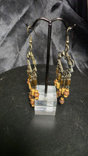 将图片加载到图库查看器,Vintage Boho Chandelier Earrings with Wood Beads & Aged Metal