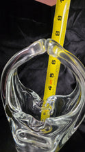 Load image into Gallery viewer, Hand-Blown Art Glass Basket Vase Split Handle Mid-Century Crystal