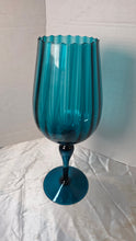 Load image into Gallery viewer, Vintage Empoli Italian Teal Optic Ribbed Glass Goblet Vase – Mid-Century Modern Pedestal Snifter