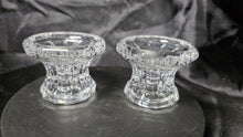 Load image into Gallery viewer, Pair of Vintage Clear Pressed Glass Faceted Candle Holders – Heavy Crystal-Style Glow