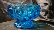 Load image into Gallery viewer, Vintage L.E. Smith “Moon & Stars” Blue Glass Compote Bowl / Candy Dish – Mid-Century Collectible
