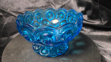Load image into Gallery viewer, Vintage L.E. Smith “Moon & Stars” Blue Glass Compote Bowl / Candy Dish – Mid-Century Collectible