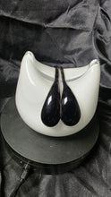 Load image into Gallery viewer, Vintage Polish Art Glass Sculptural Bowl – White with Black Teardrop Accents