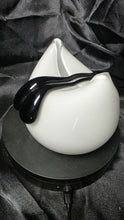 Load image into Gallery viewer, Vintage Polish Art Glass Sculptural Bowl – White with Black Teardrop Accents