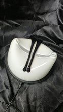 Load image into Gallery viewer, Vintage Polish Art Glass Sculptural Bowl – White with Black Teardrop Accents