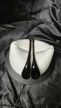 Load image into Gallery viewer, Vintage Polish Art Glass Sculptural Bowl – White with Black Teardrop Accents