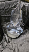 Load image into Gallery viewer, Abstract Clear Crystal Sculpture – Mid-Century Modern Flame Sail Art Glass 15”