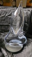 Load image into Gallery viewer, Abstract Clear Crystal Sculpture – Mid-Century Modern Flame Sail Art Glass 15”