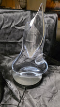 Load image into Gallery viewer, Abstract Clear Crystal Sculpture – Mid-Century Modern Flame Sail Art Glass 15”