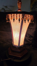 Cargar imagen en el visor de la galería, Vintage Victorian-Style Beaded Fringe Accent Table Lamp with Fabric Shade