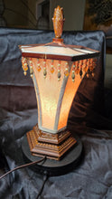 Cargar imagen en el visor de la galería, Vintage Victorian-Style Beaded Fringe Accent Table Lamp with Fabric Shade